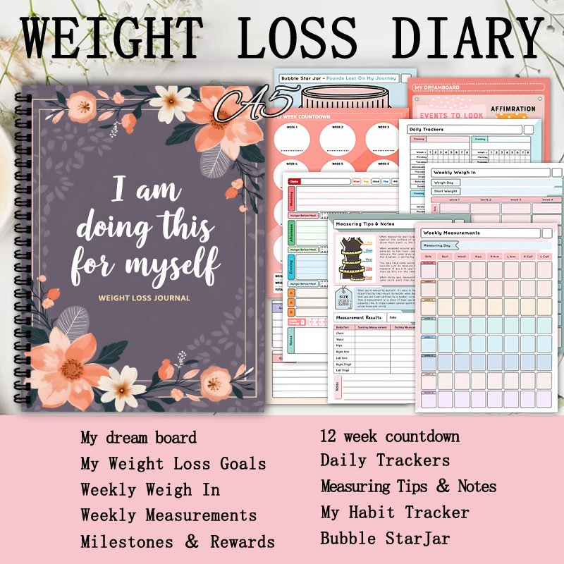 A5 Weight Loss Diary, Daily Ac - Fitness Journal Planner 评论和价格