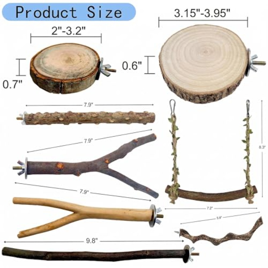 8PCS natural wood bird perches - Health & Wellness Animal Hospital 评论和价格