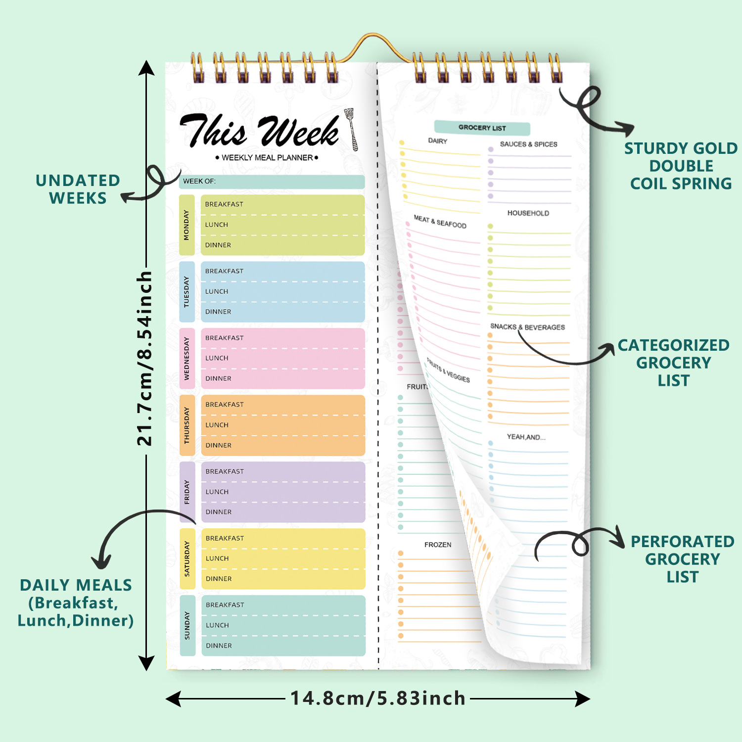 A5 Spiral Tear‑Off Notebook In - Fitness Journal Planner 评论和价格